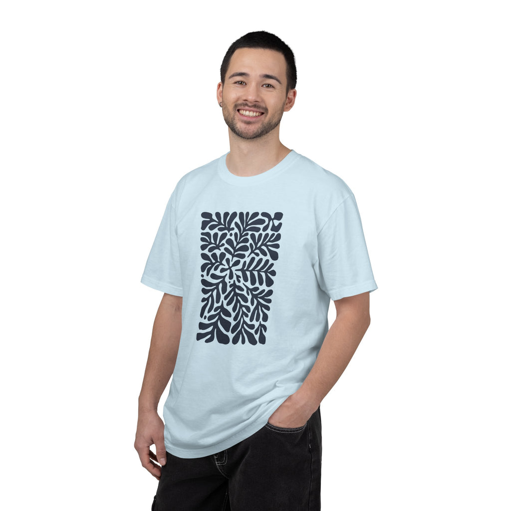 01- Unisex Blue groovy Flowers Tee / Unisexe Tee Groovy Floral