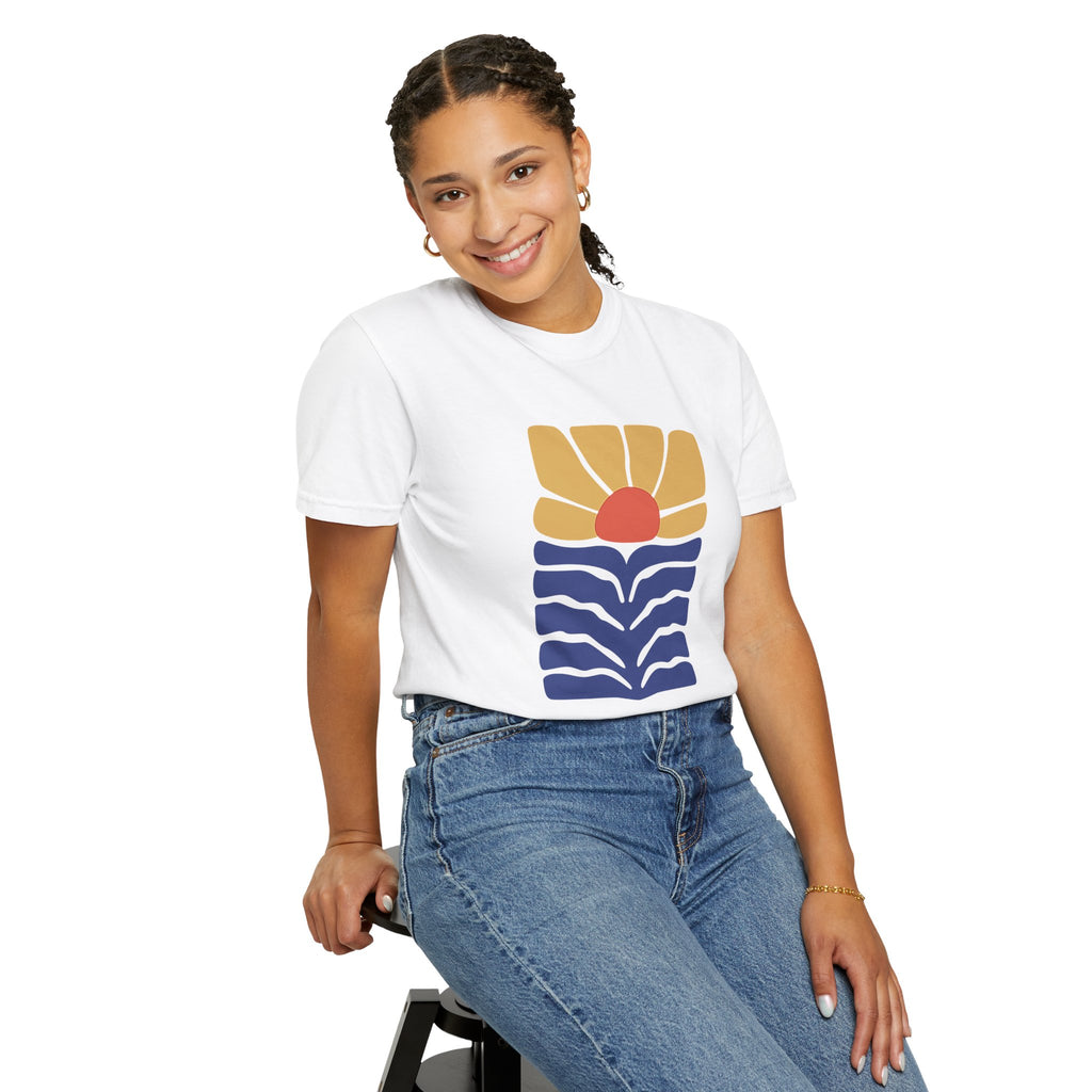 01 - Unisex Minimal Groovy Flower Tee  / Tee Unisex Fleur Groovy minimaliste