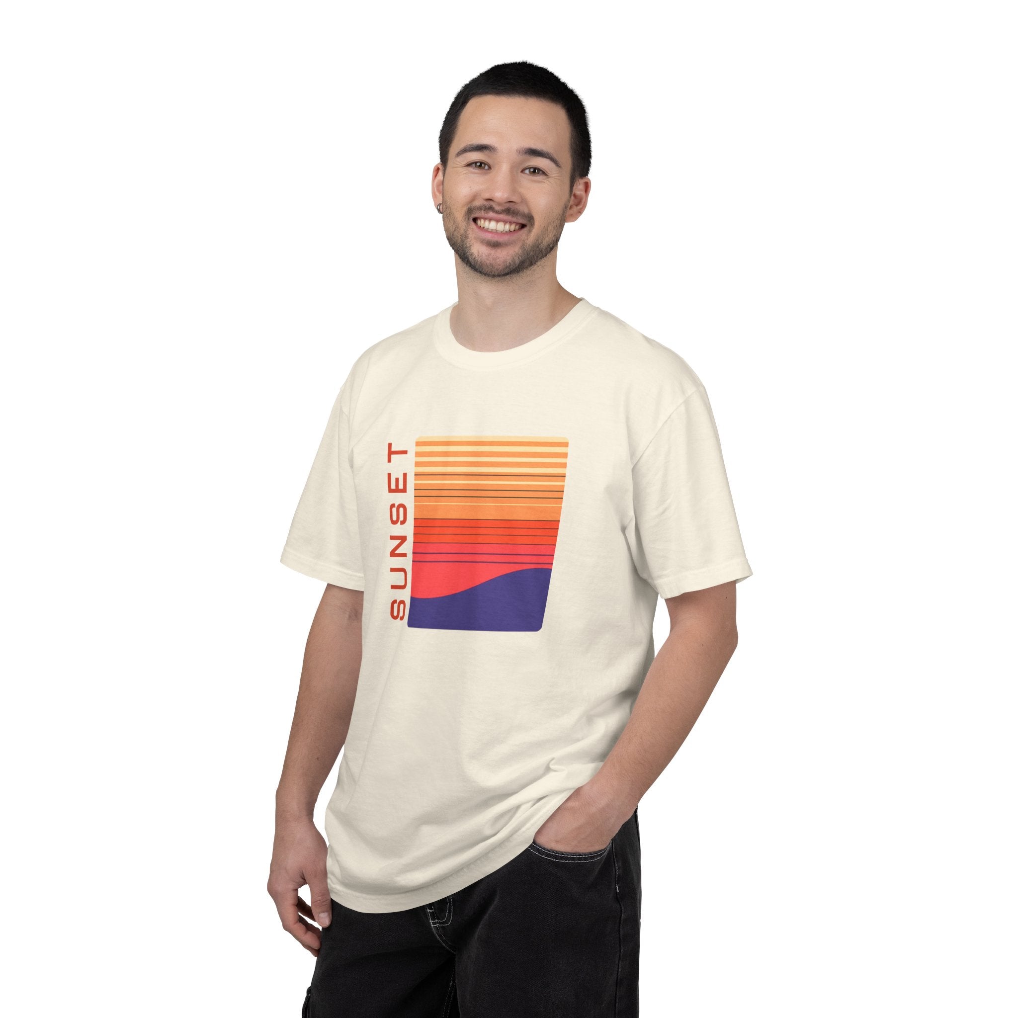 01- Retro Orange Sunset Graphic Tee / Tee rétro Sunset