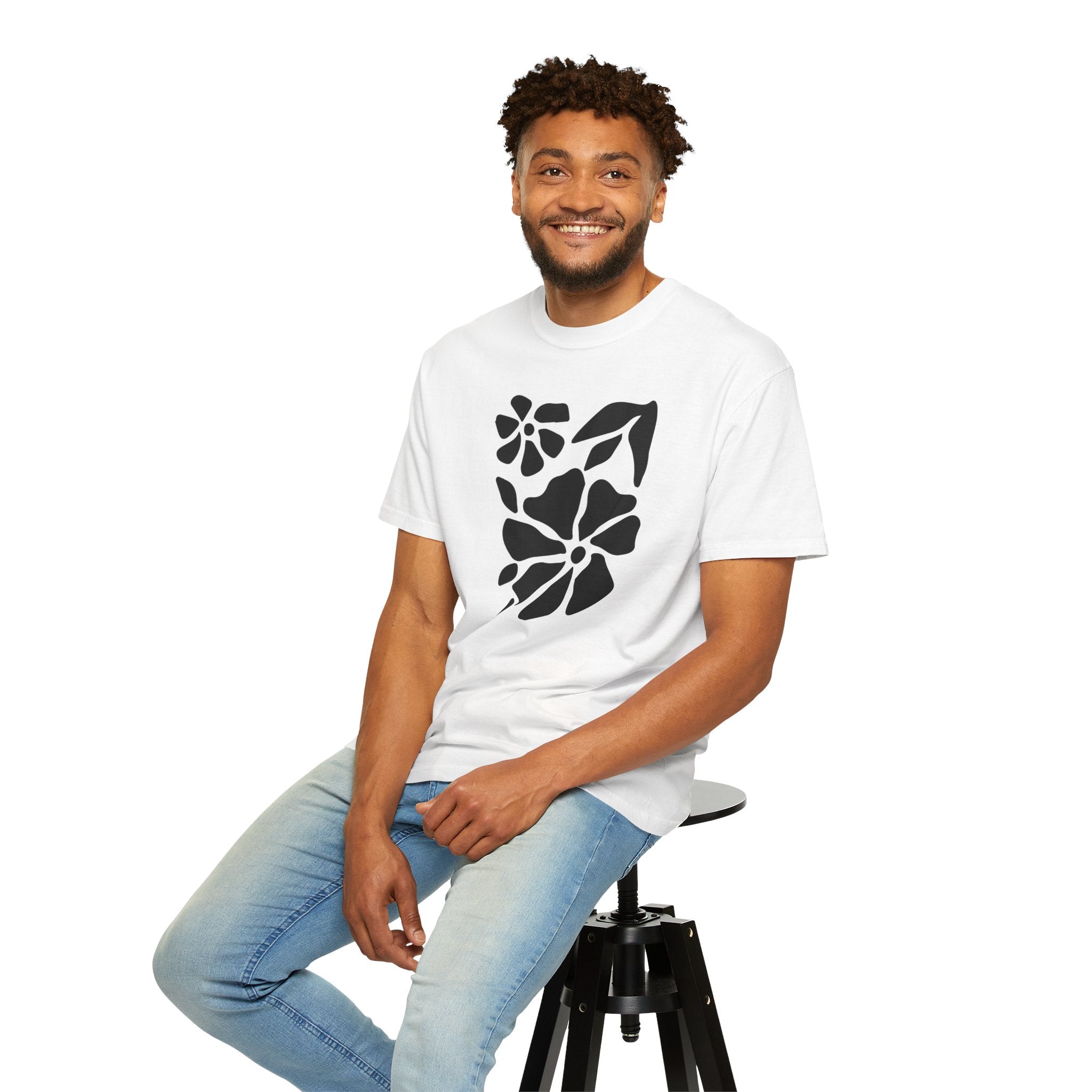 01 - Unisex Minimal Groovy Flower Tee / Tee Unisex Fleur Groovy