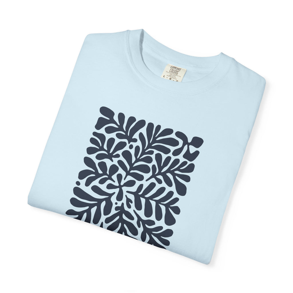 01- Unisex Blue groovy Flowers Tee / Unisexe Tee Groovy Floral