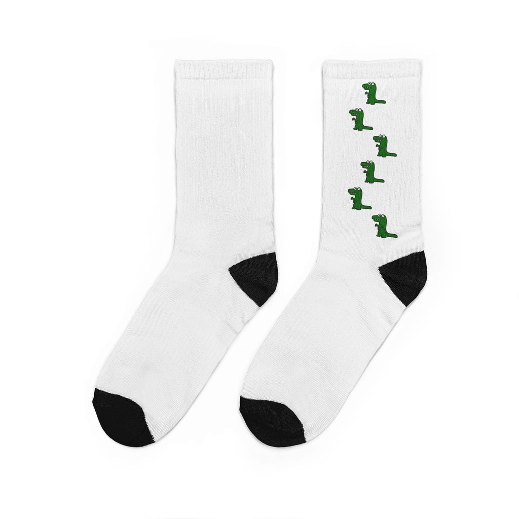 05 - Green Dino Crew Socks / Chaussettes Dino amusantes