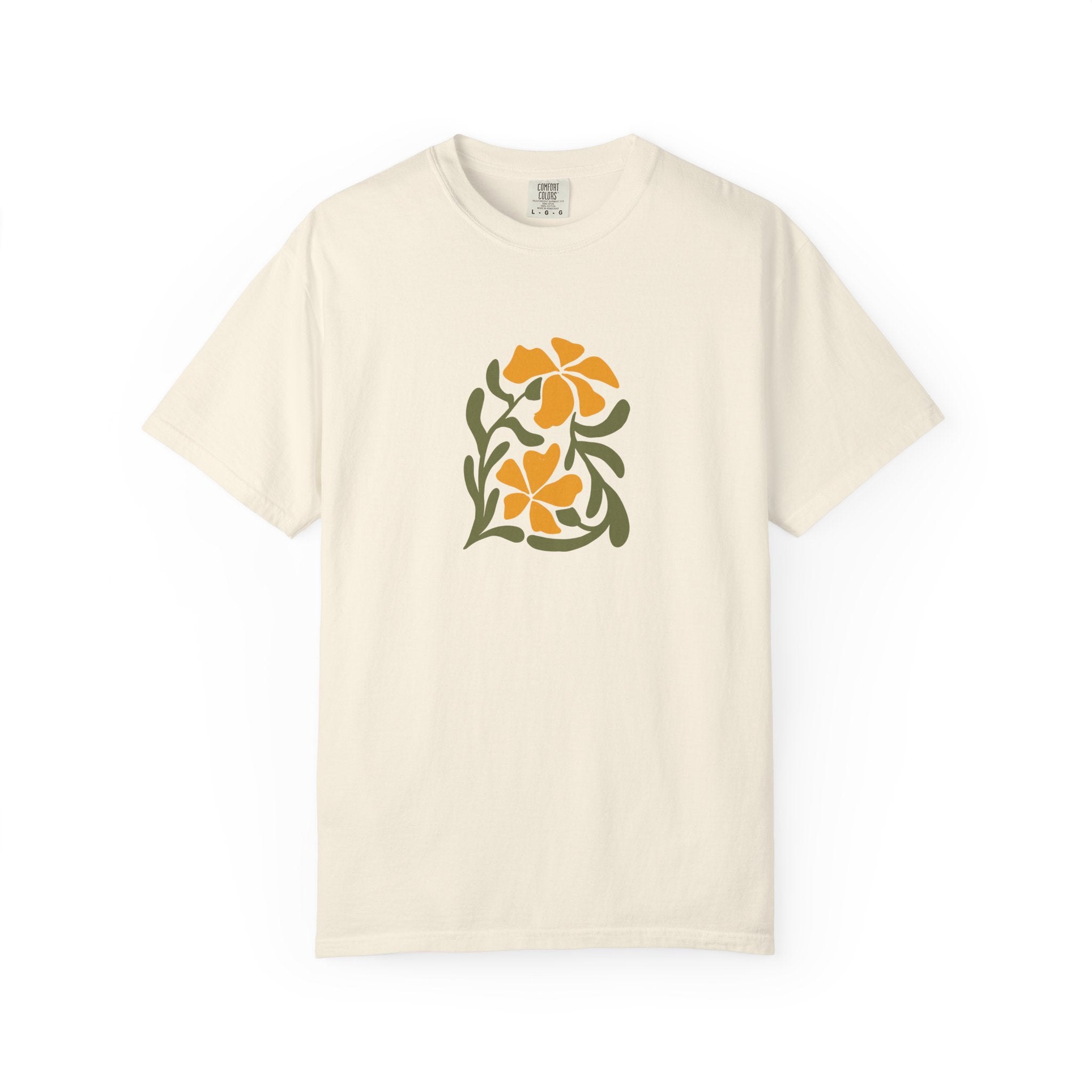 01- Unisex Floral Retro orange Tee / Unisexe Tee Vintage Floral