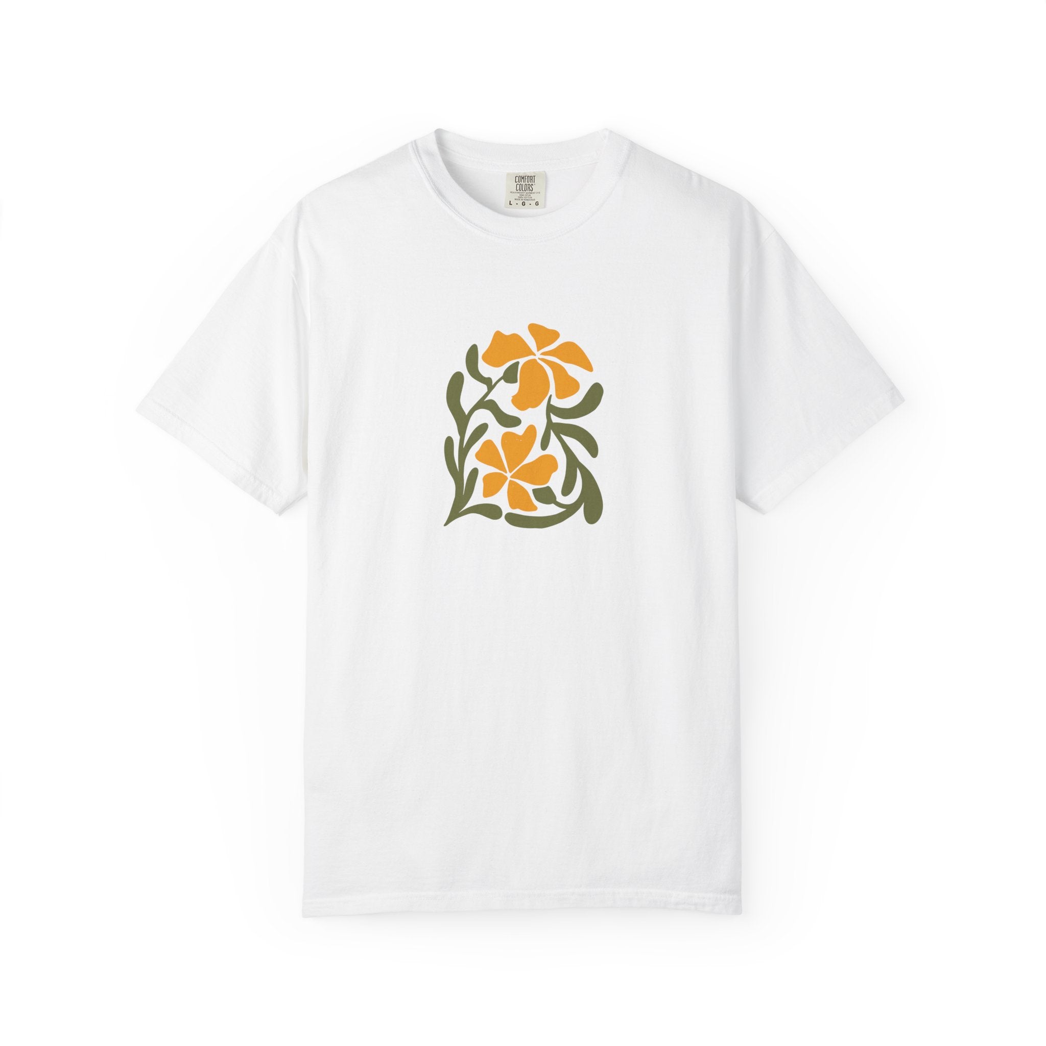 01- Unisex Floral Retro orange Tee / Unisexe Tee Vintage Floral