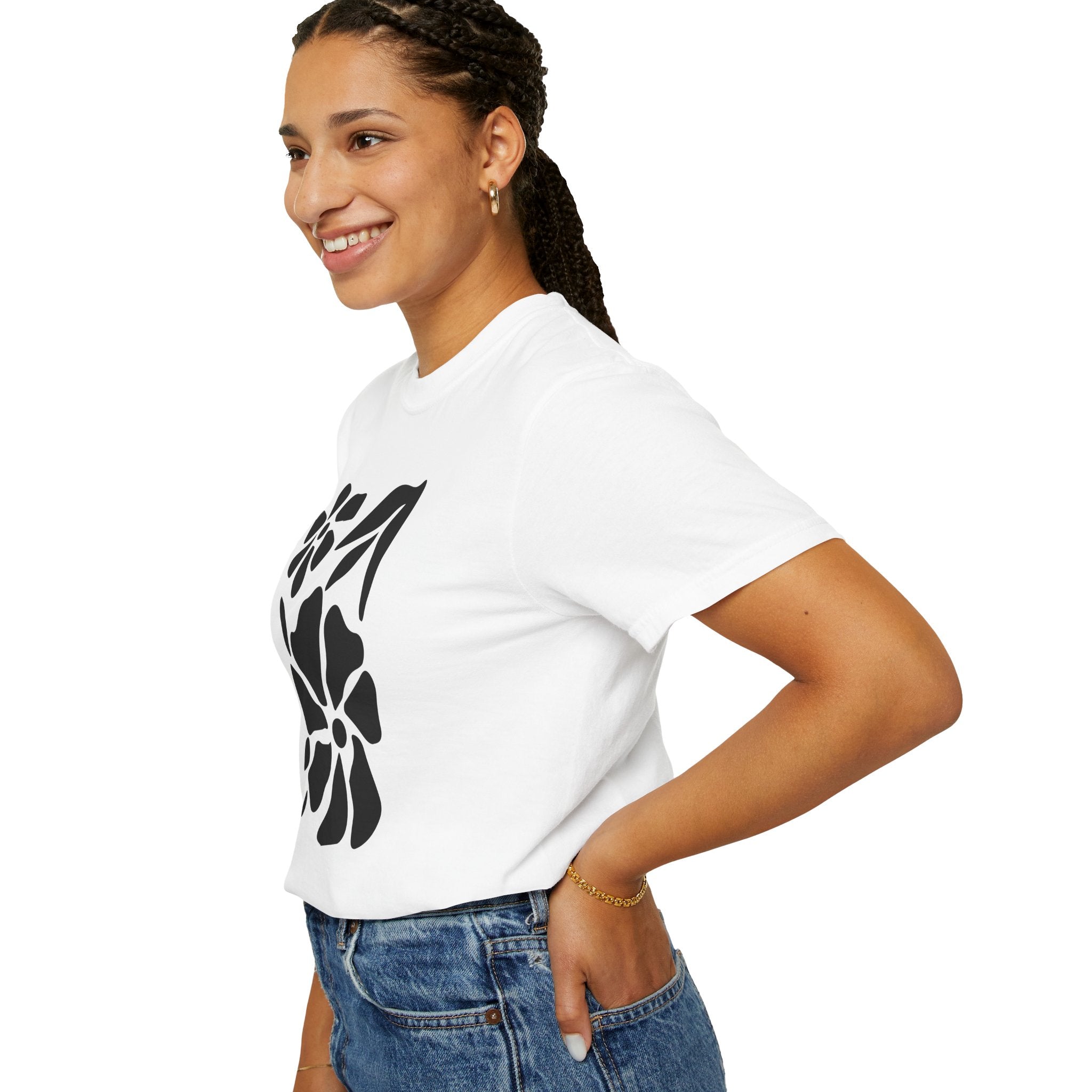 01 - Unisex Minimal Groovy Flower Tee / Tee Unisex Fleur Groovy