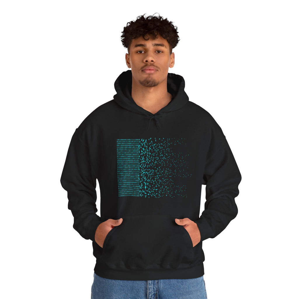 03- Binary Tech Glitch Graphic Pullover / Sweat à capuche graphique Tech Binaire