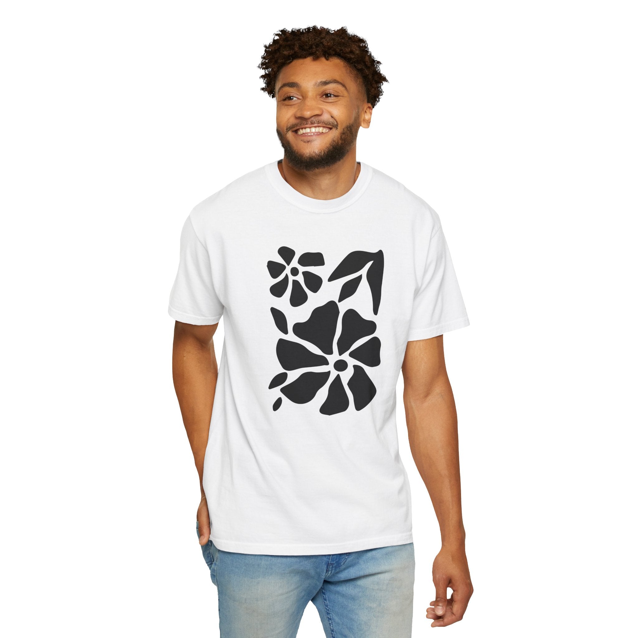 01 - Unisex Minimal Groovy Flower Tee / Tee Unisex Fleur Groovy