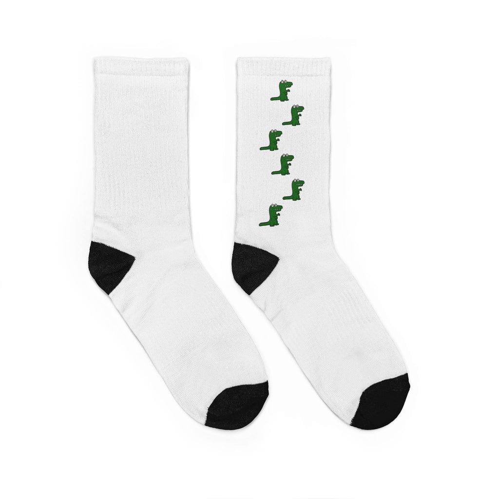 05 - Green Dino Crew Socks / Chaussettes Dino amusantes