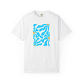 01- Unisex Blue groovy Flowers Tee / Unisexe Tee Groovy Floral