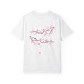 01 - Unisex back print Japanese Minimal Pink Sakura Graphic Tee  / Tee Sakura Fubuki Japonais