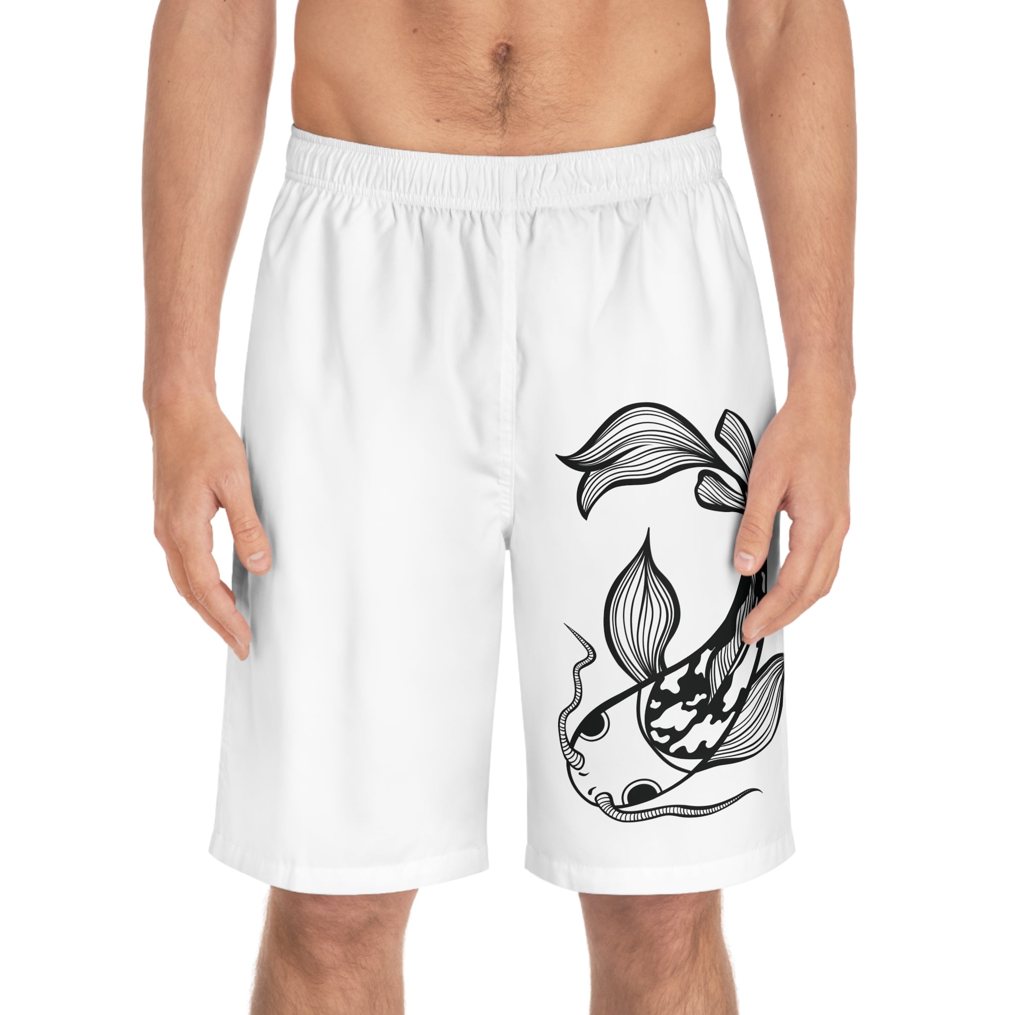Minimalistische schwarze Badehose für Herren mit Print