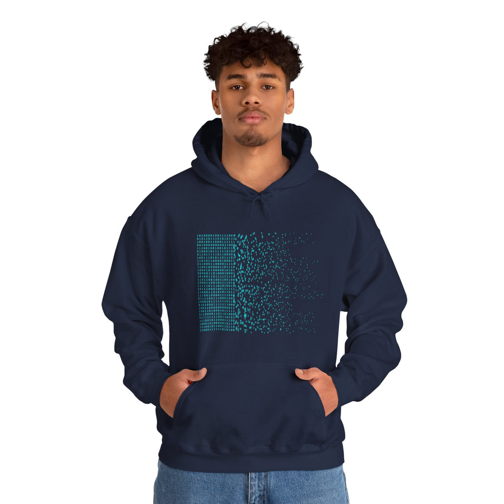 03- Binary Tech Glitch Graphic Pullover / Sweat à capuche graphique Tech Binaire