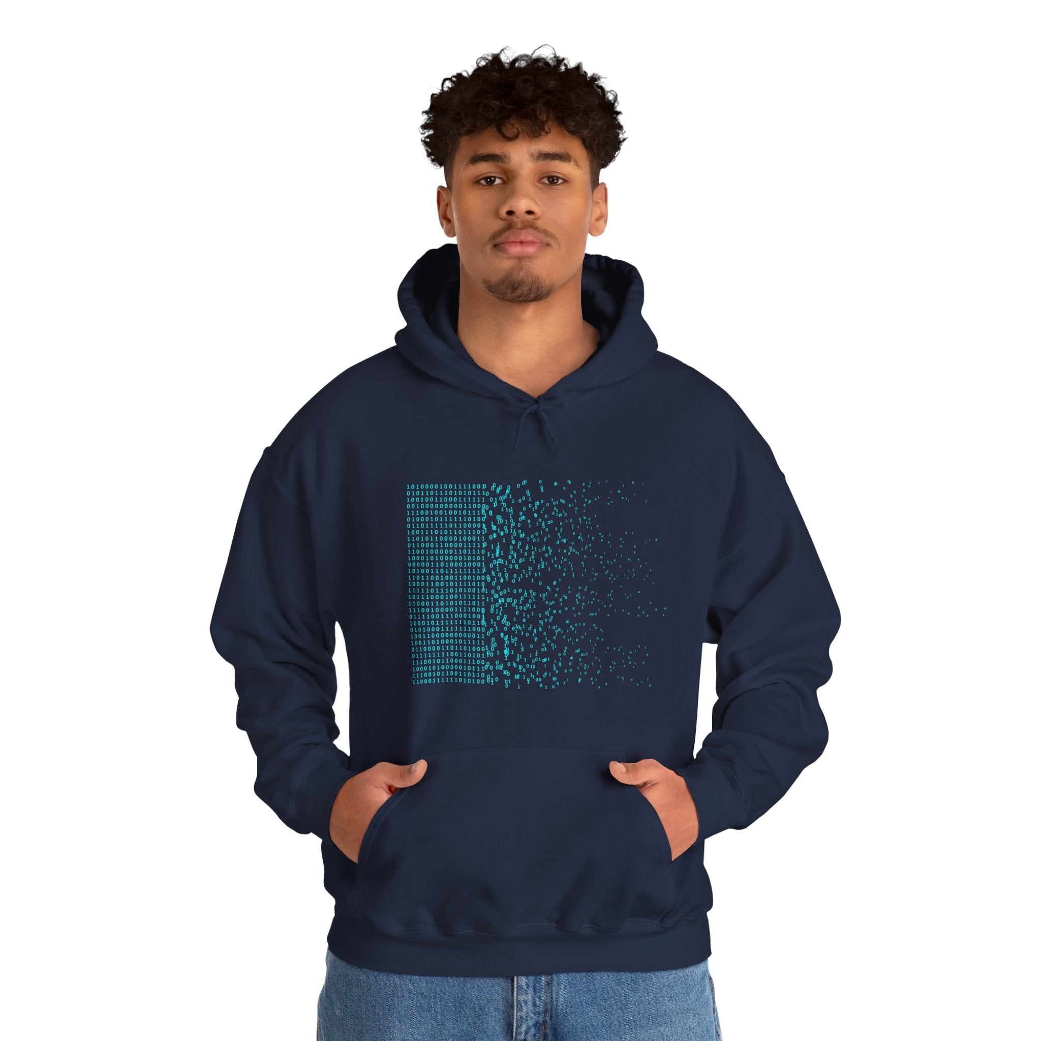 03- Binary Tech Glitch Graphic Pullover / Sweat à capuche graphique Tech Binaire