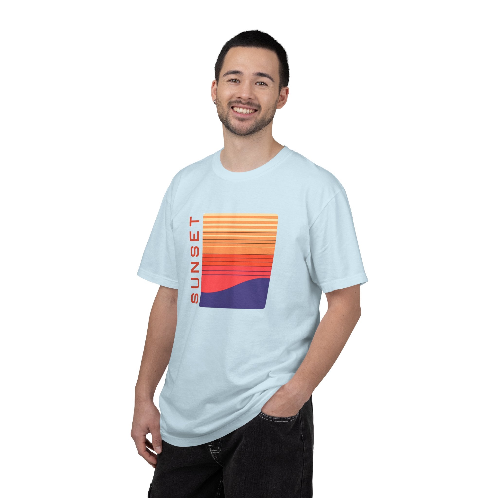 01- Retro Orange Sunset Graphic Tee / Tee rétro Sunset